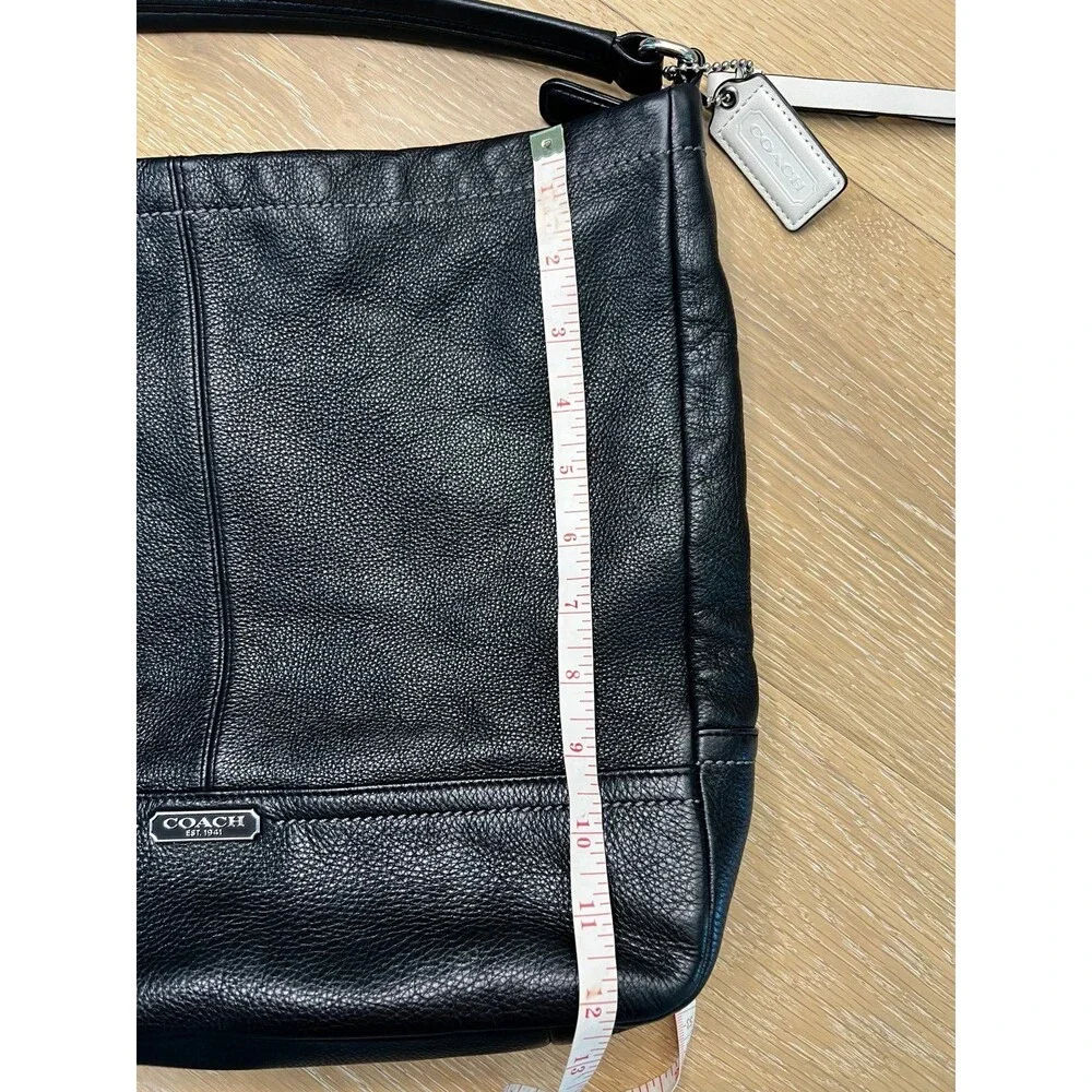 COACH Pebble Black Leather Handbag Shoulder Bag Purse Hoho K1305-F23292 - Picture 6 of 12